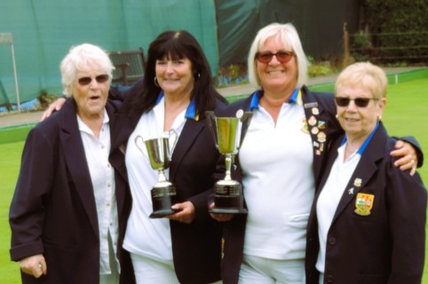 Ladies Pairs Champions Debbie Williams & Diane Hallam and Runners up Gaye Armstrong & Pam Walsh